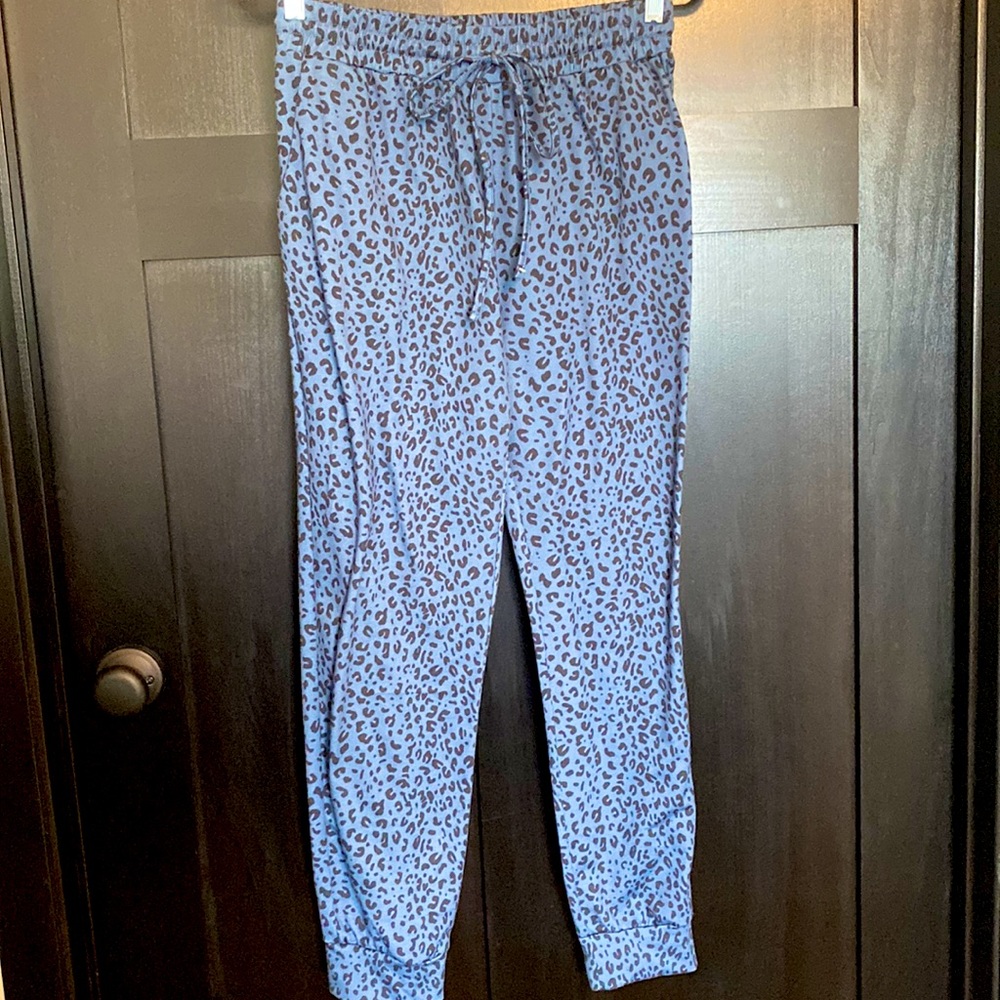 Animal print blue jogger pants